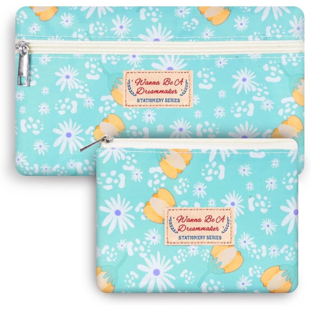 Set of 2 Large Capacity Pencil Case Portable Travel Gift Multifunctional Bag Set